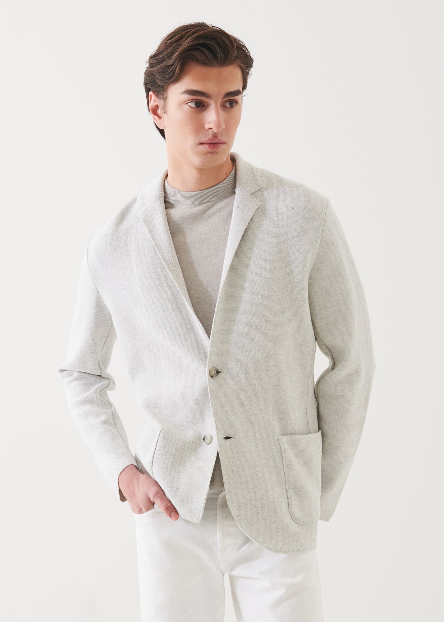 Cotton Knit Two-Button Blazer