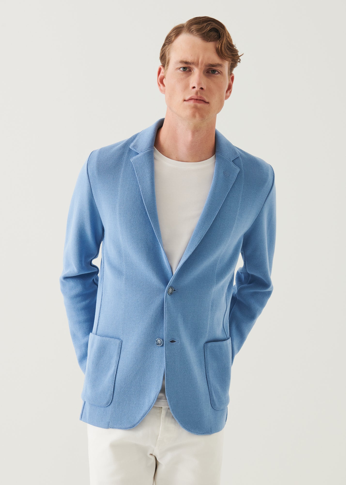 Cotton Knit Two-Button Blazer