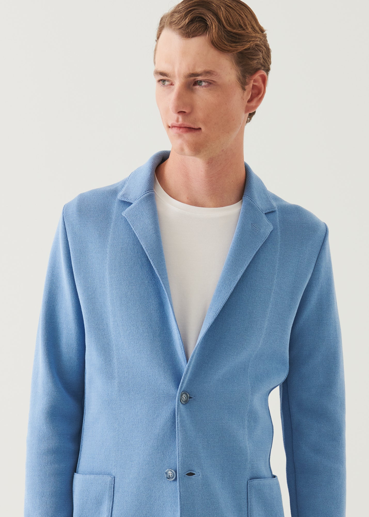 Cotton Knit Two-Button Blazer
