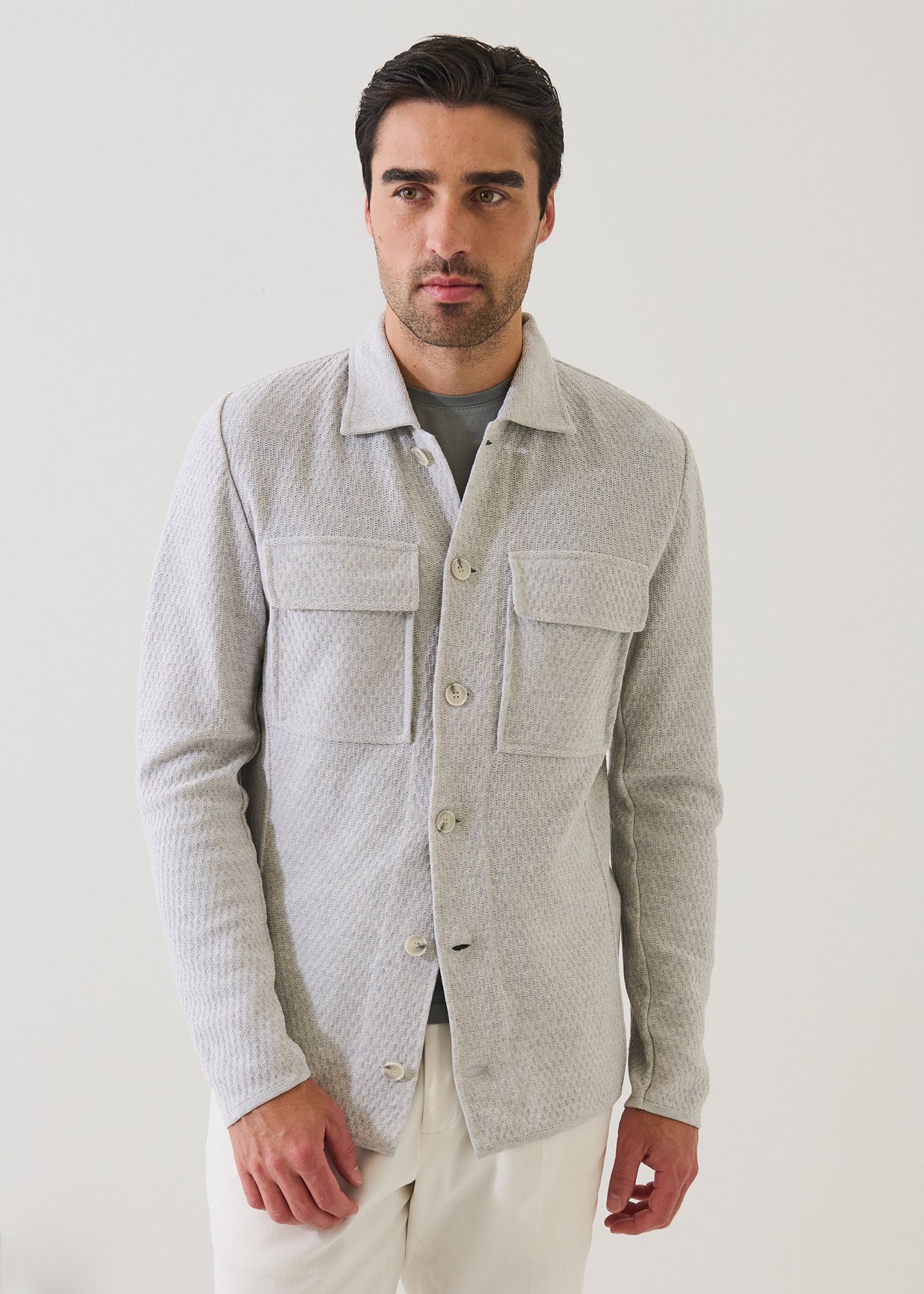 Cotton Textured Knit Shirt Jacket - PATRICK ASSARAF