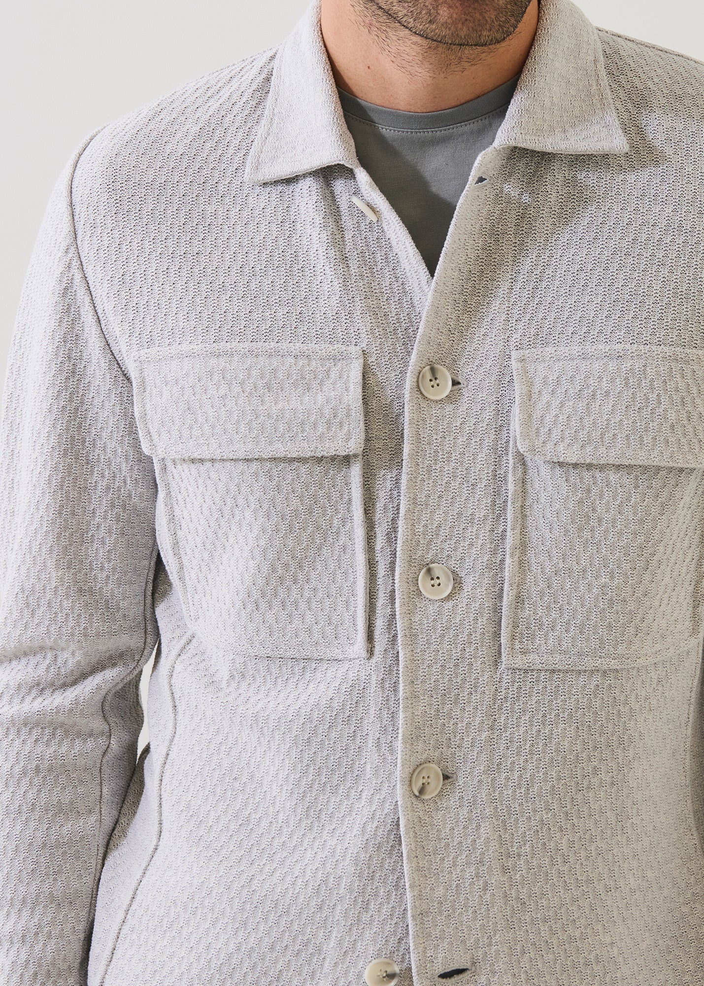 Cotton Textured Knit Shirt Jacket - PATRICK ASSARAF