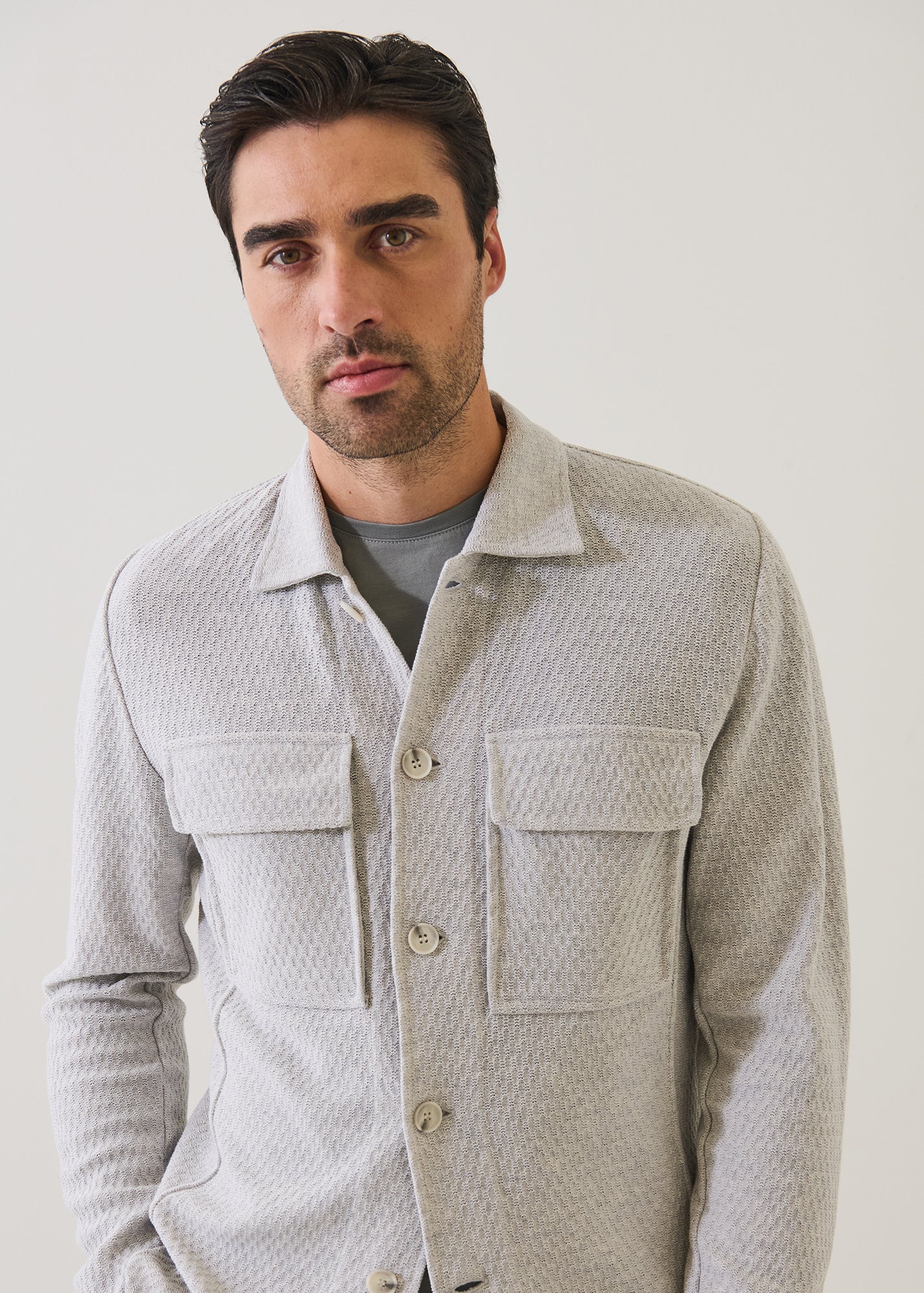 Cotton Textured Knit Shirt Jacket - PATRICK ASSARAF