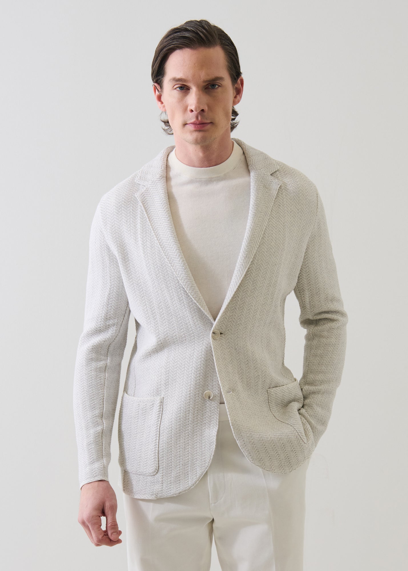Cotton Herringbone Knit Blazer - PATRICK ASSARAF