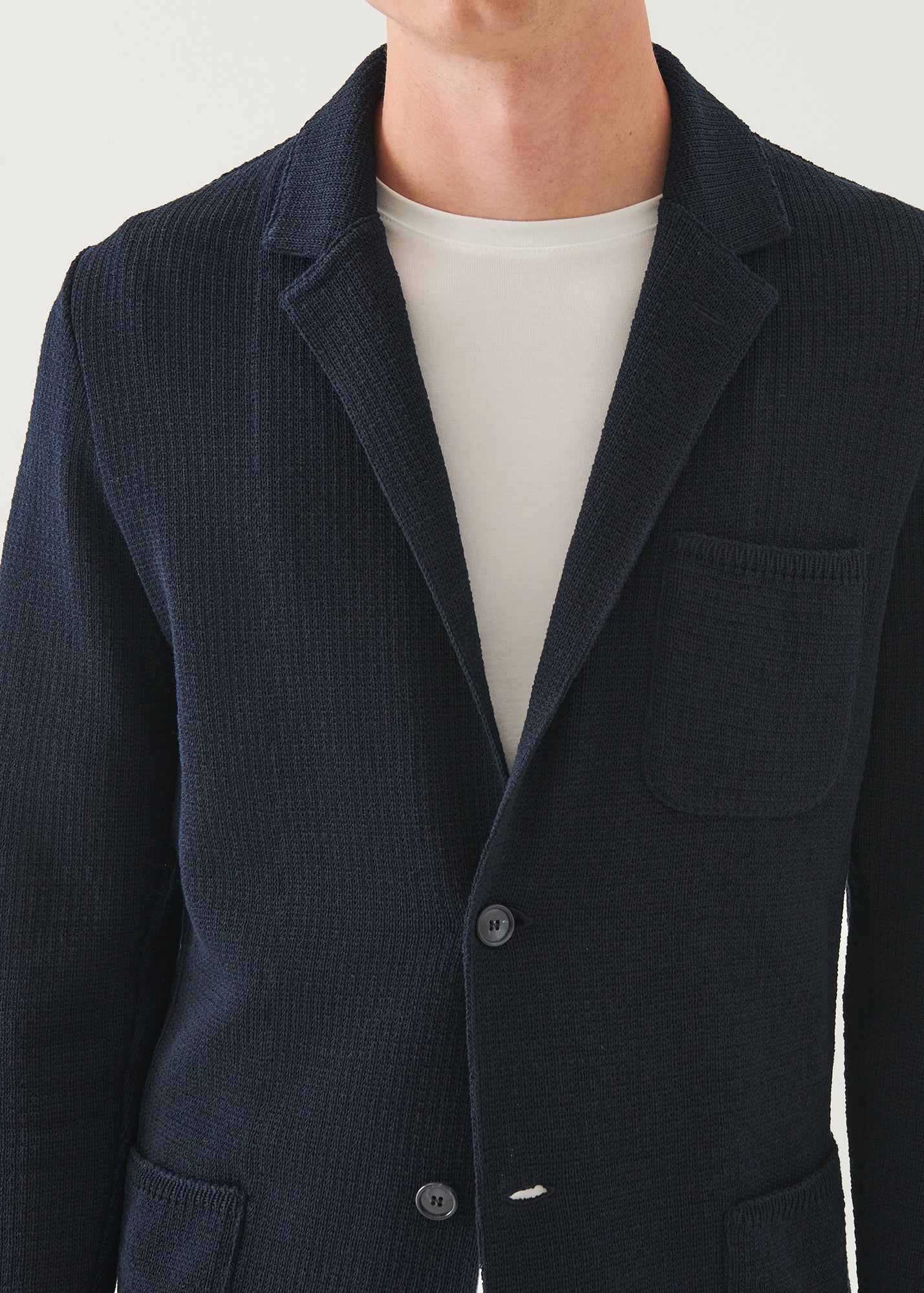 Cotton Knit Two-Button Blazer
