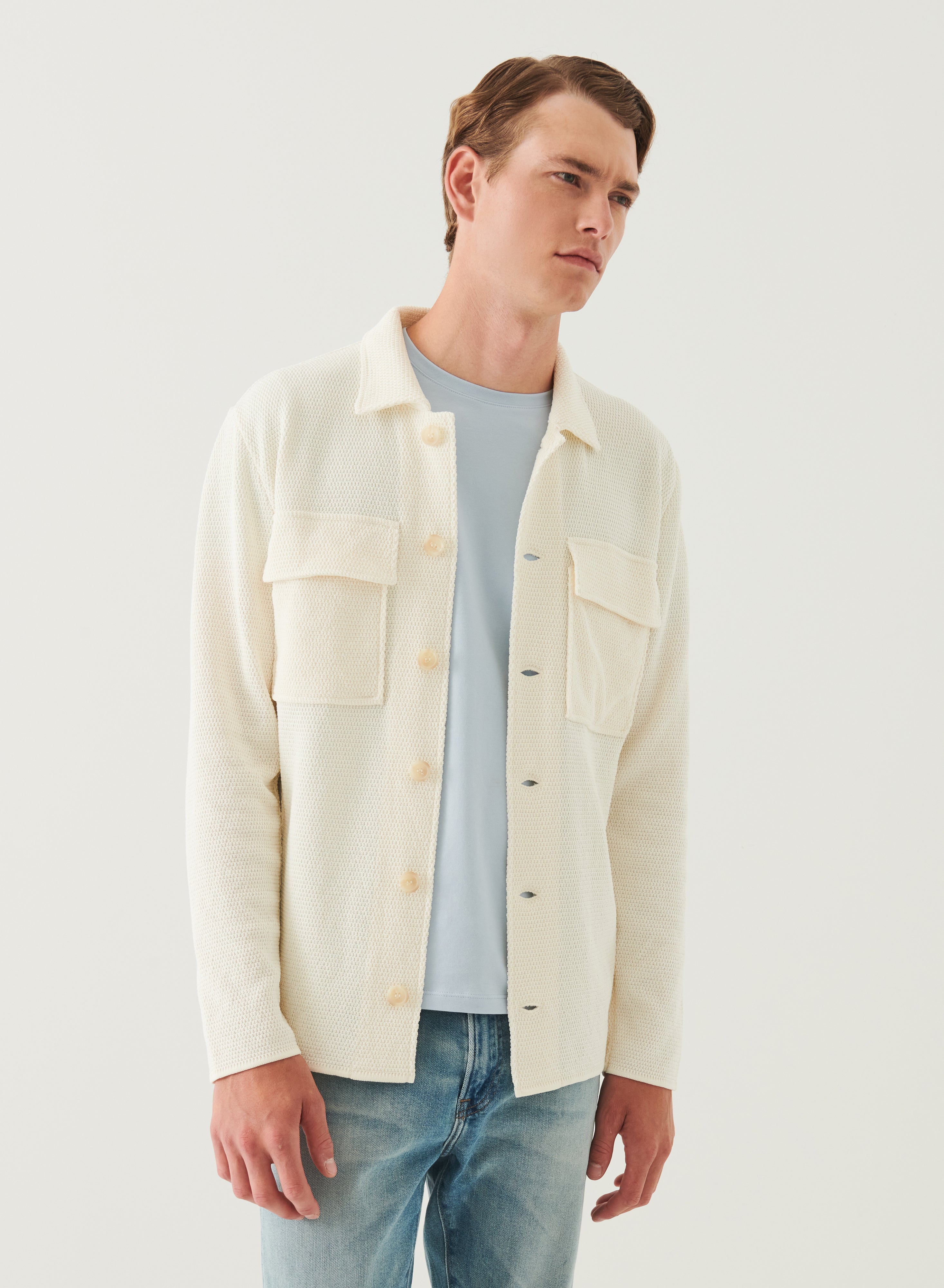Cotton Knit Shirt Jacket