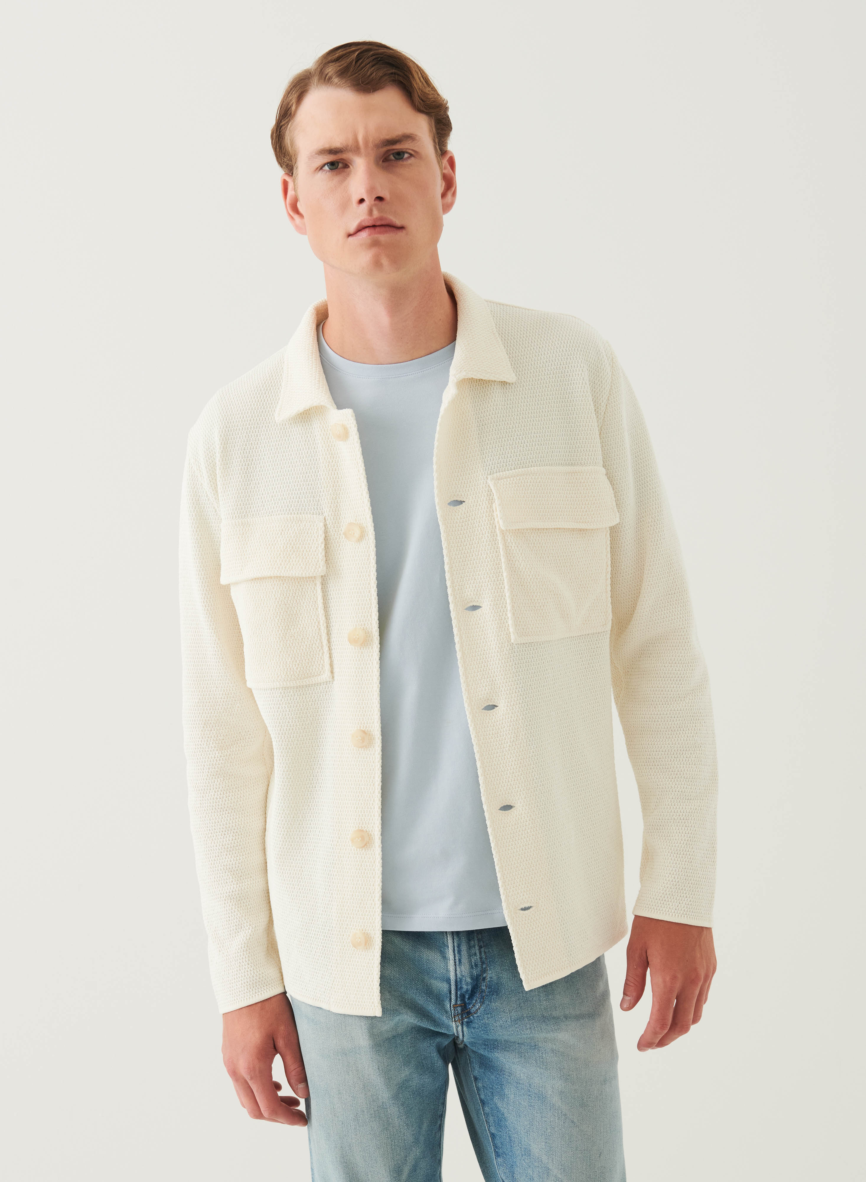 Cotton Knit Shirt Jacket