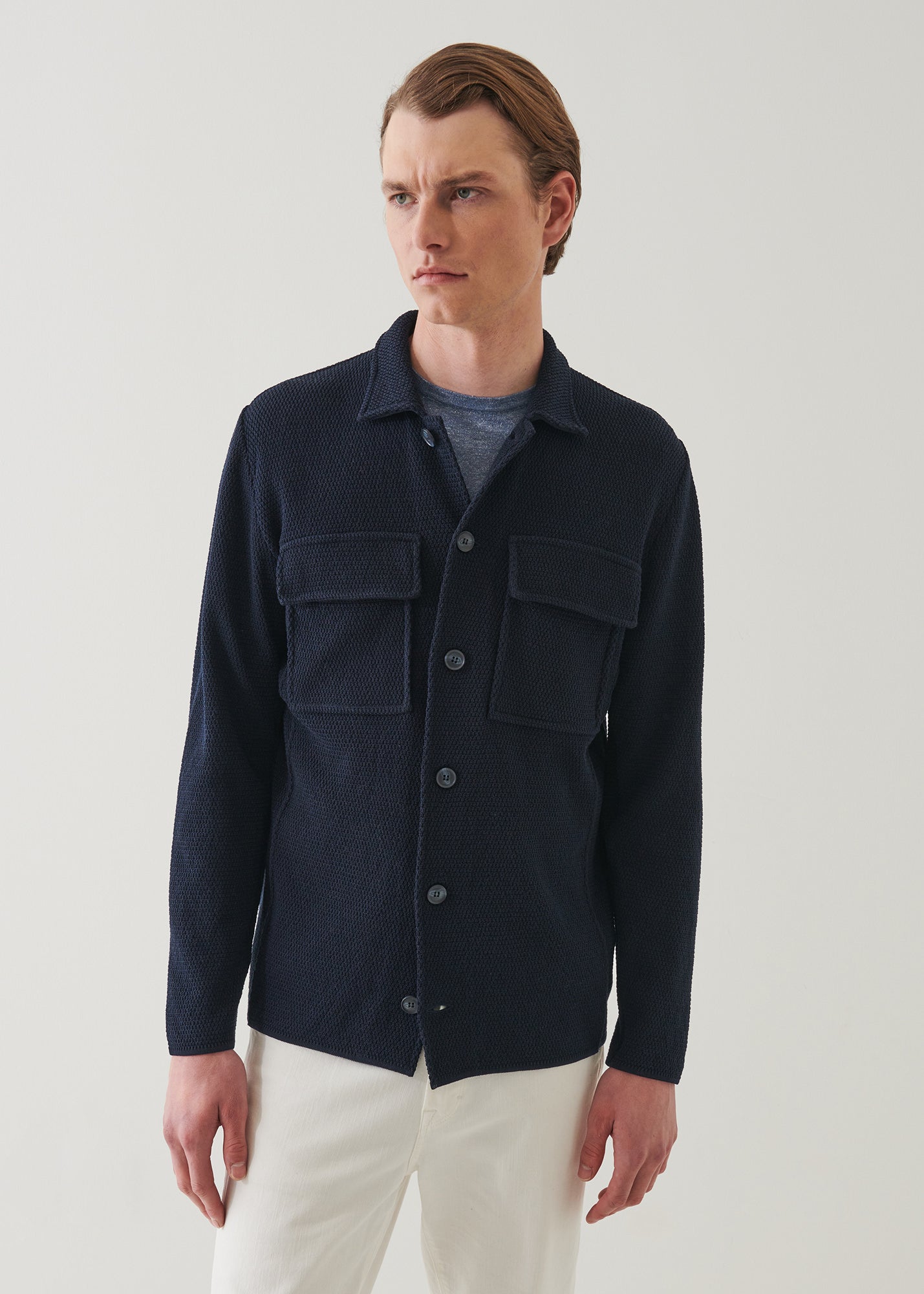 Cotton Knit Shirt Jacket