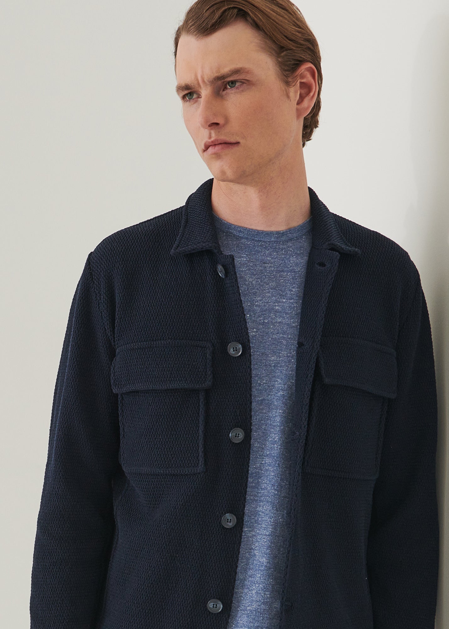 Cotton Knit Shirt Jacket