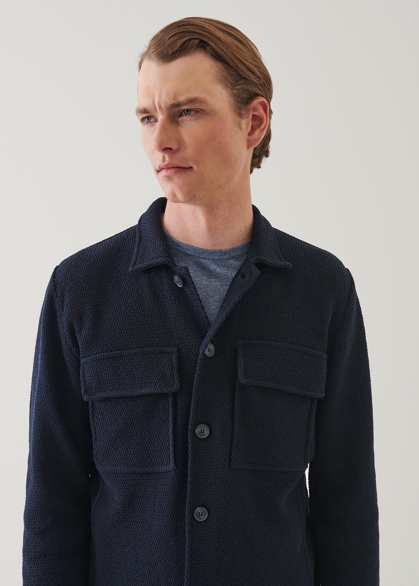 Cotton Knit Shirt Jacket