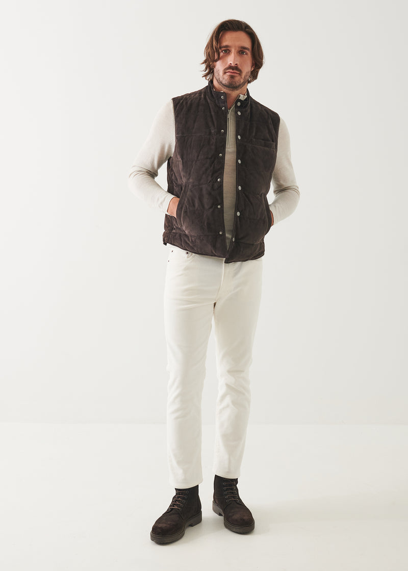 Quilted suede down vest best sale