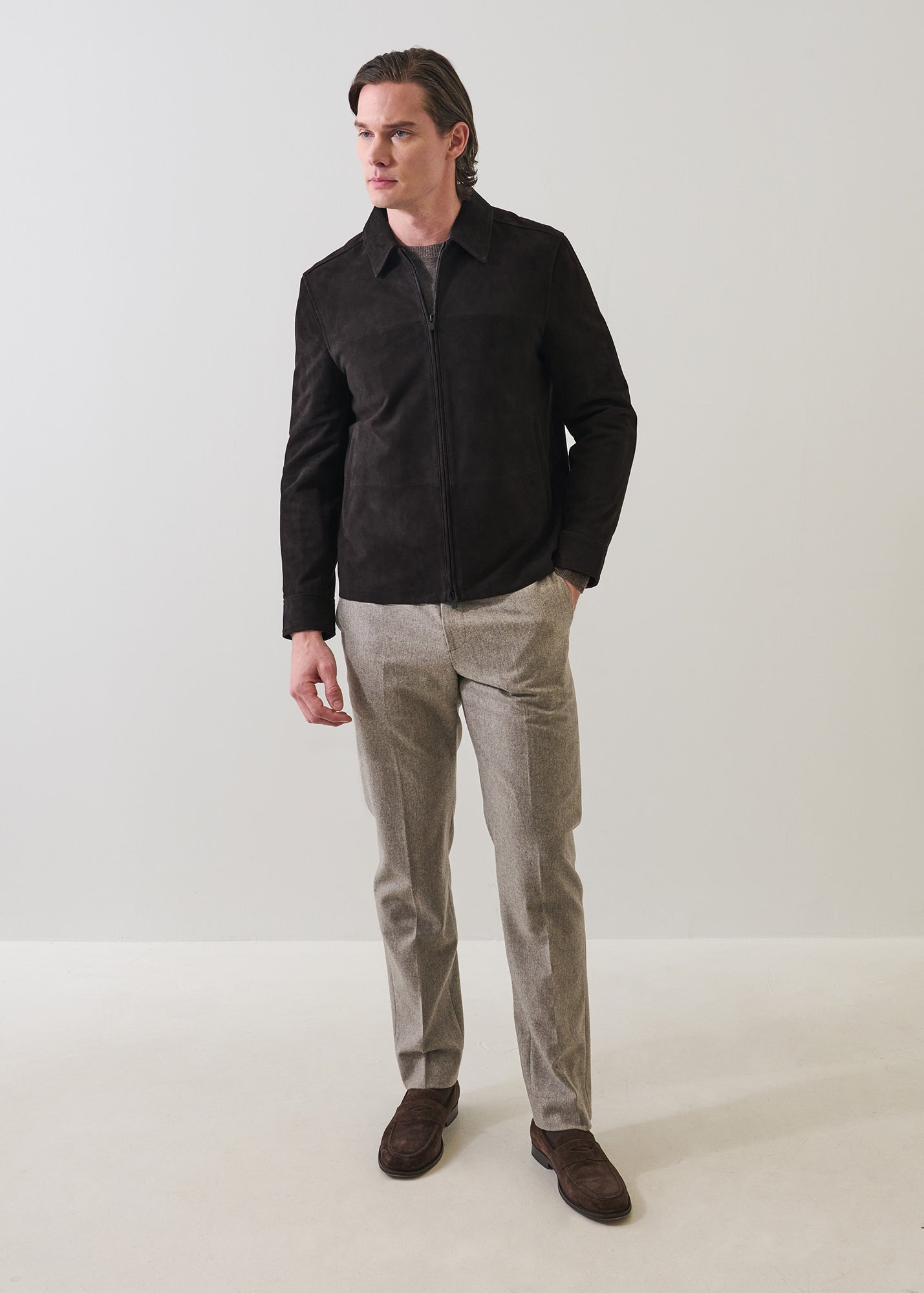 Suede Zip Up Shirt Jacket - PATRICK ASSARAF