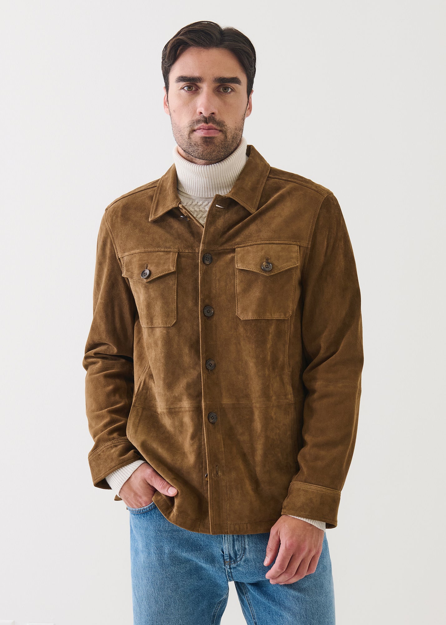 Suede Unlined Shirt Jacket