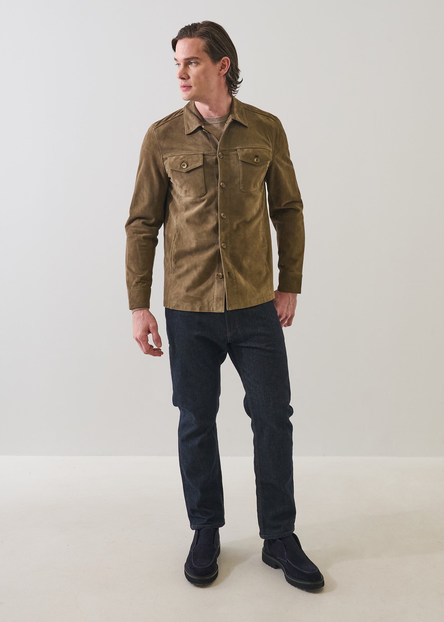 Suede Unlined Shirt Jacket