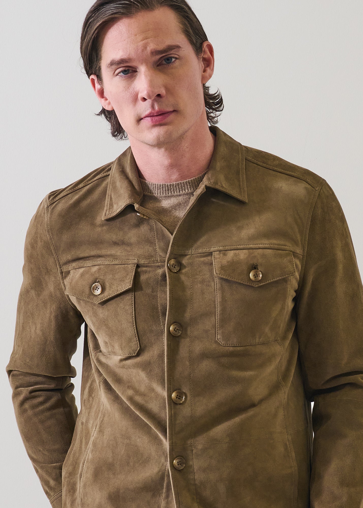 Suede Unlined Shirt Jacket