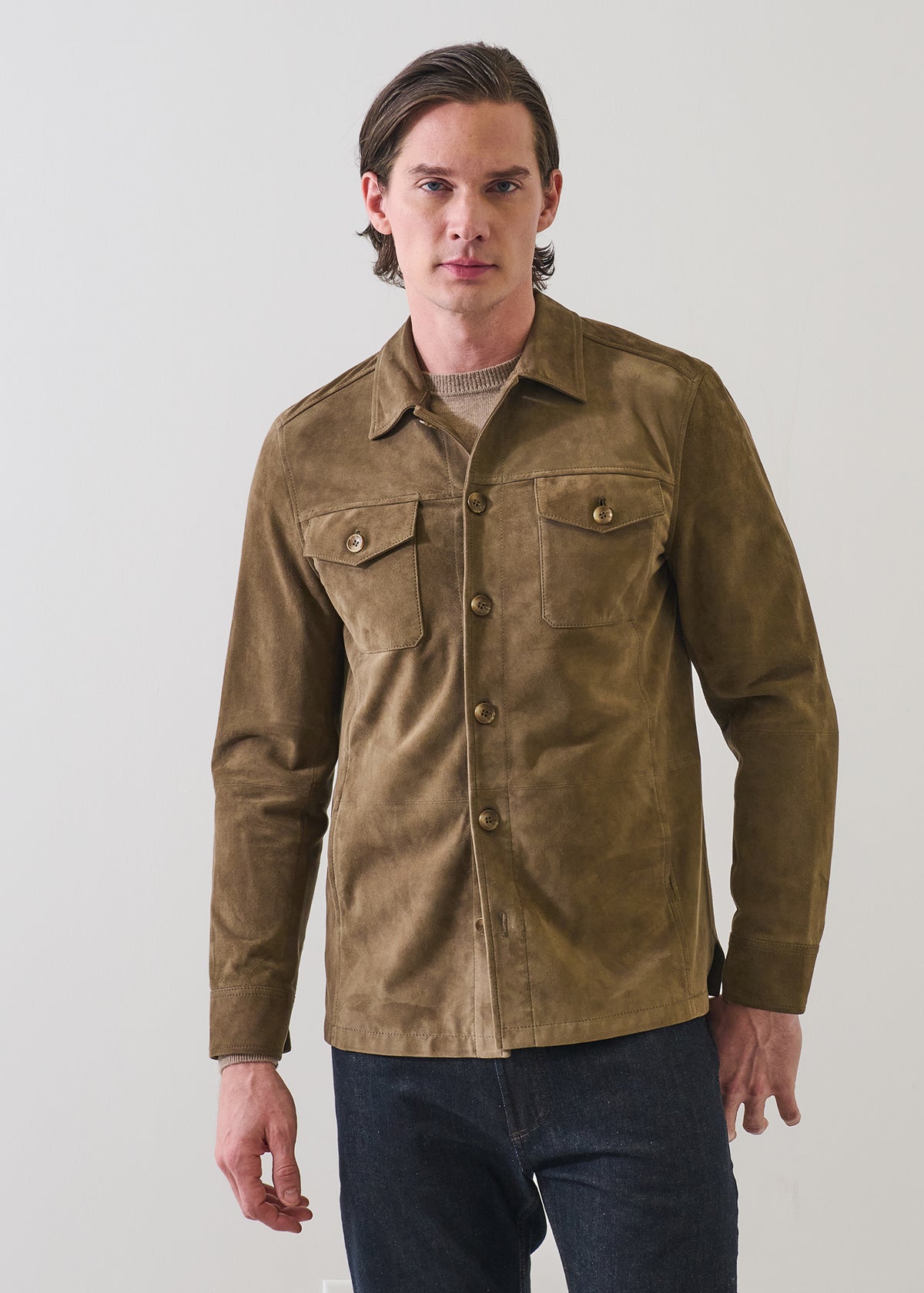Suede Unlined Shirt Jacket