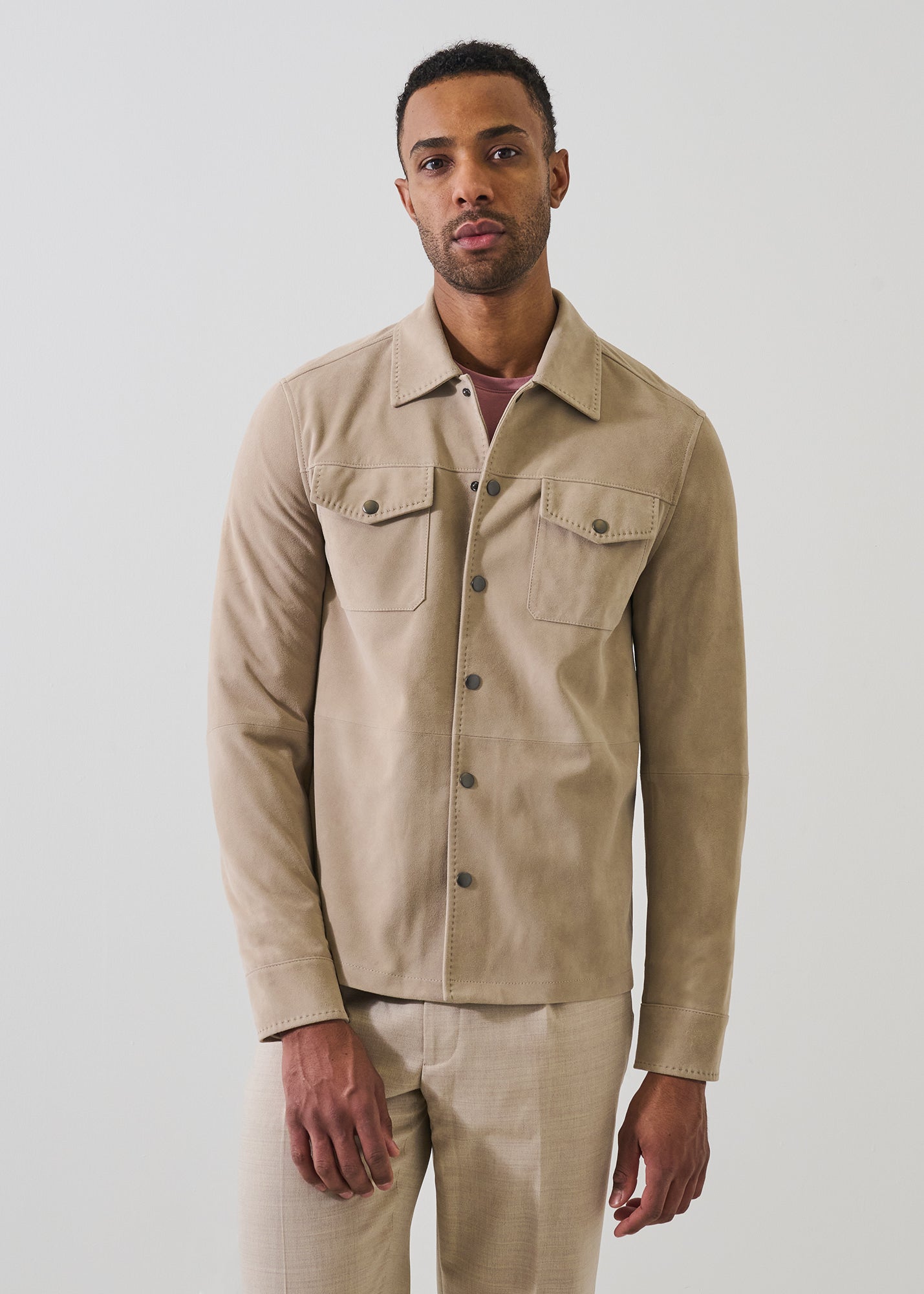 Suede Snap Front Shirt Jacket - PATRICK ASSARAF