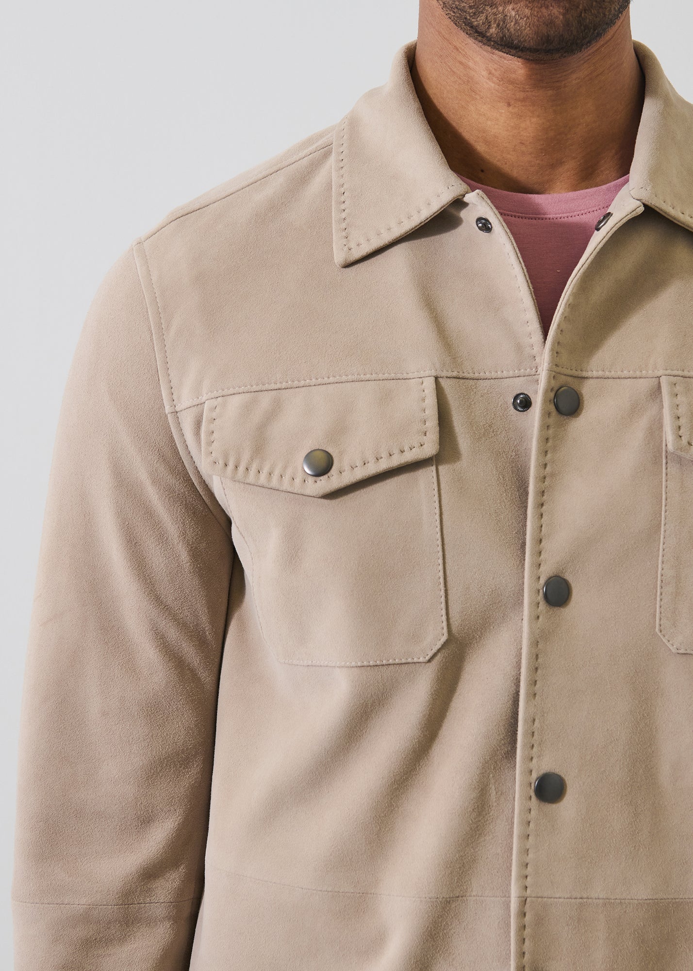 Suede Snap Front Shirt Jacket - PATRICK ASSARAF