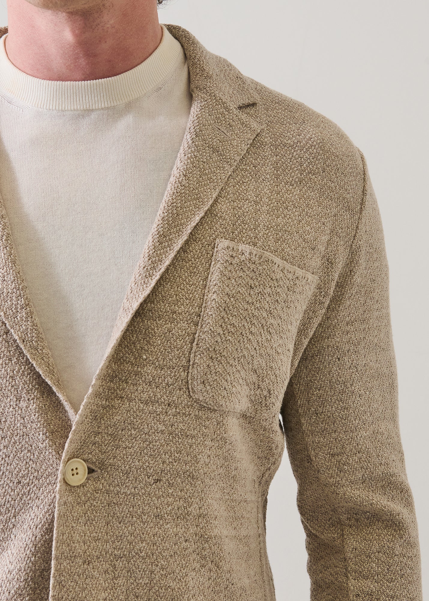 Linen-Cotton Herringbone Knit Blazer - PATRICK ASSARAF