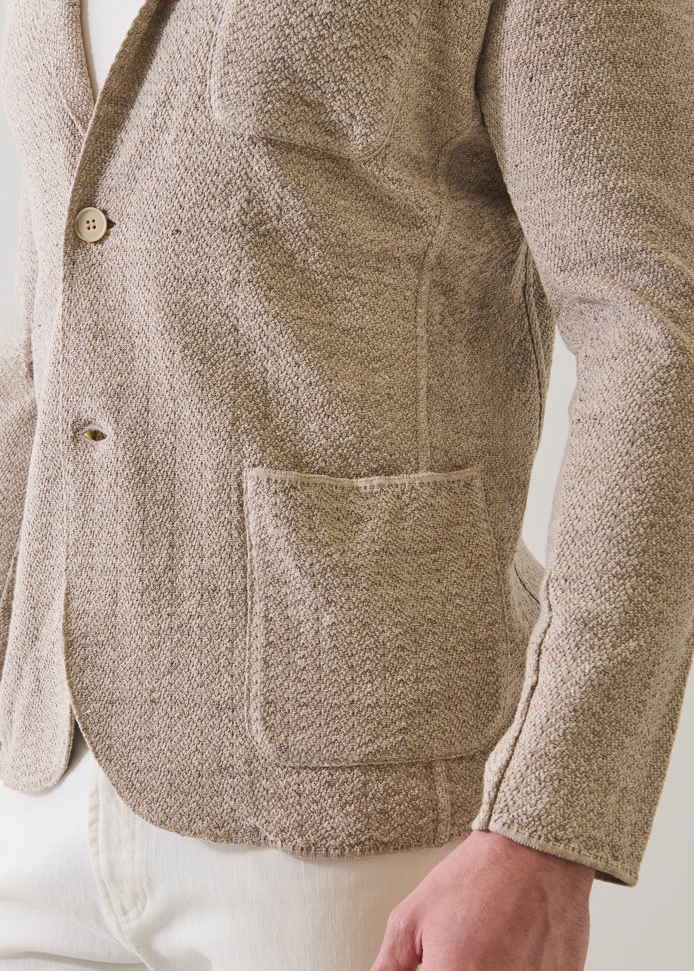 Linen-Cotton Herringbone Knit Blazer - PATRICK ASSARAF