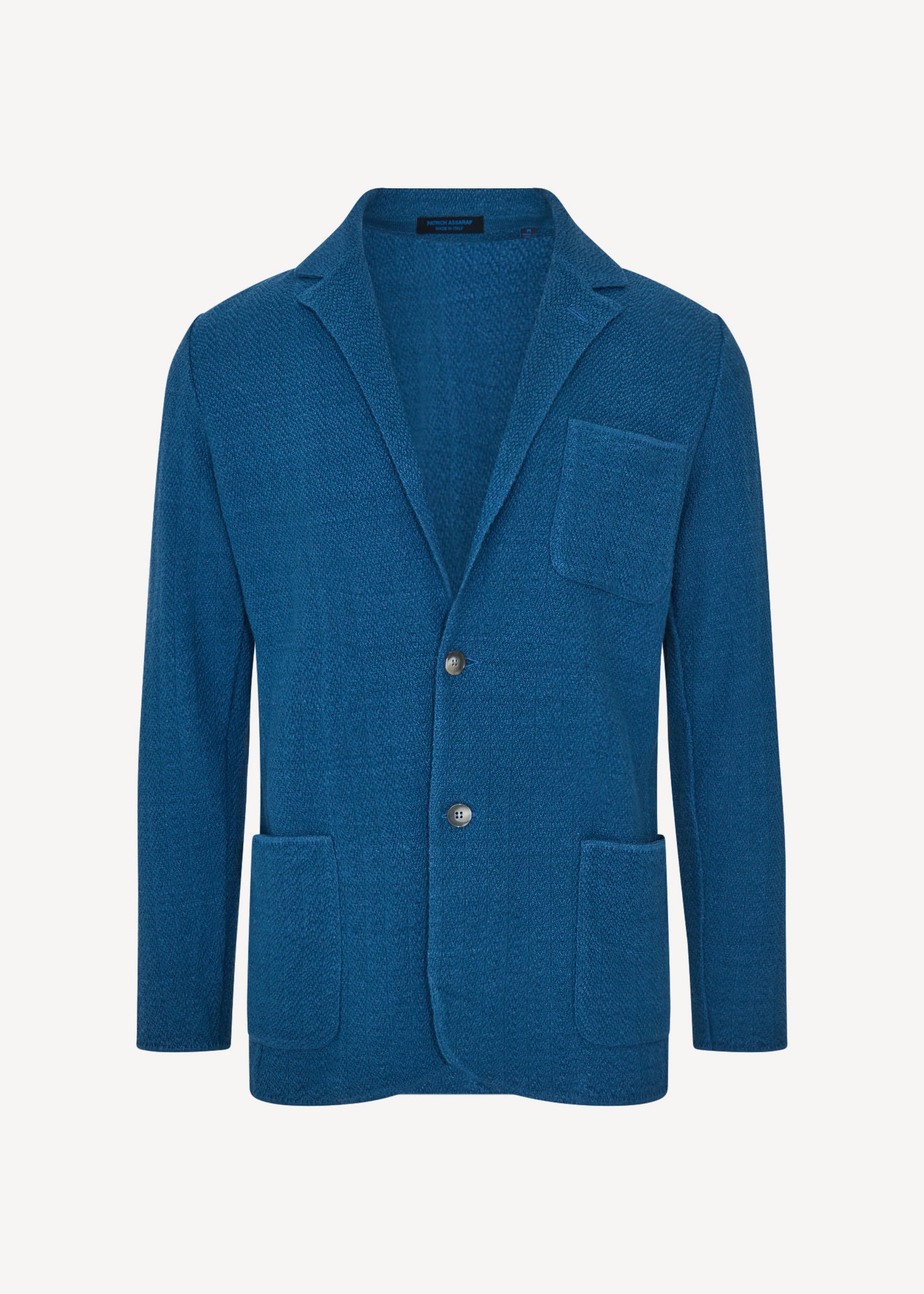 Linen-Cotton Herringbone Knit Blazer
