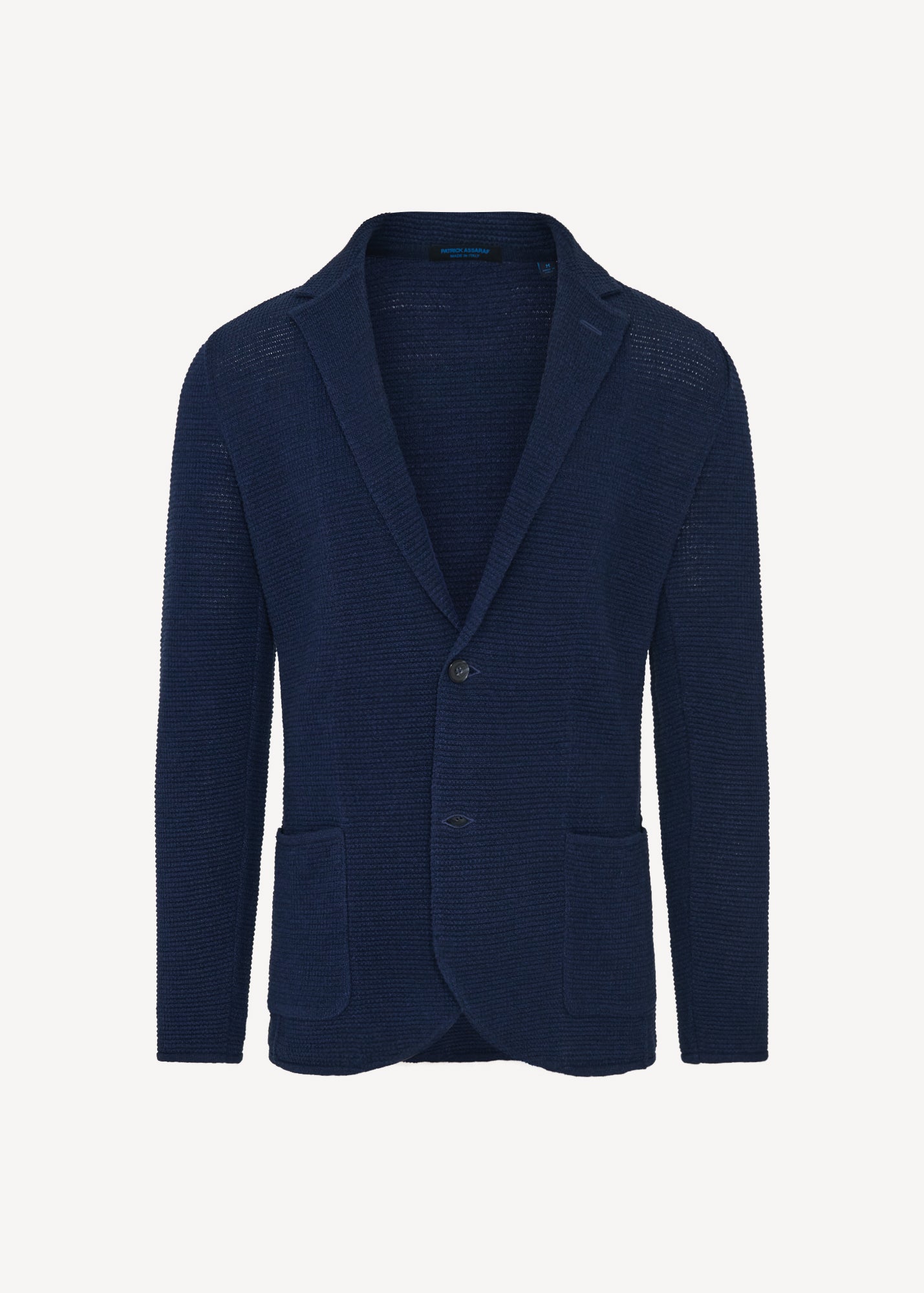 Linen-Cotton Mini-Grid Knit Blazer