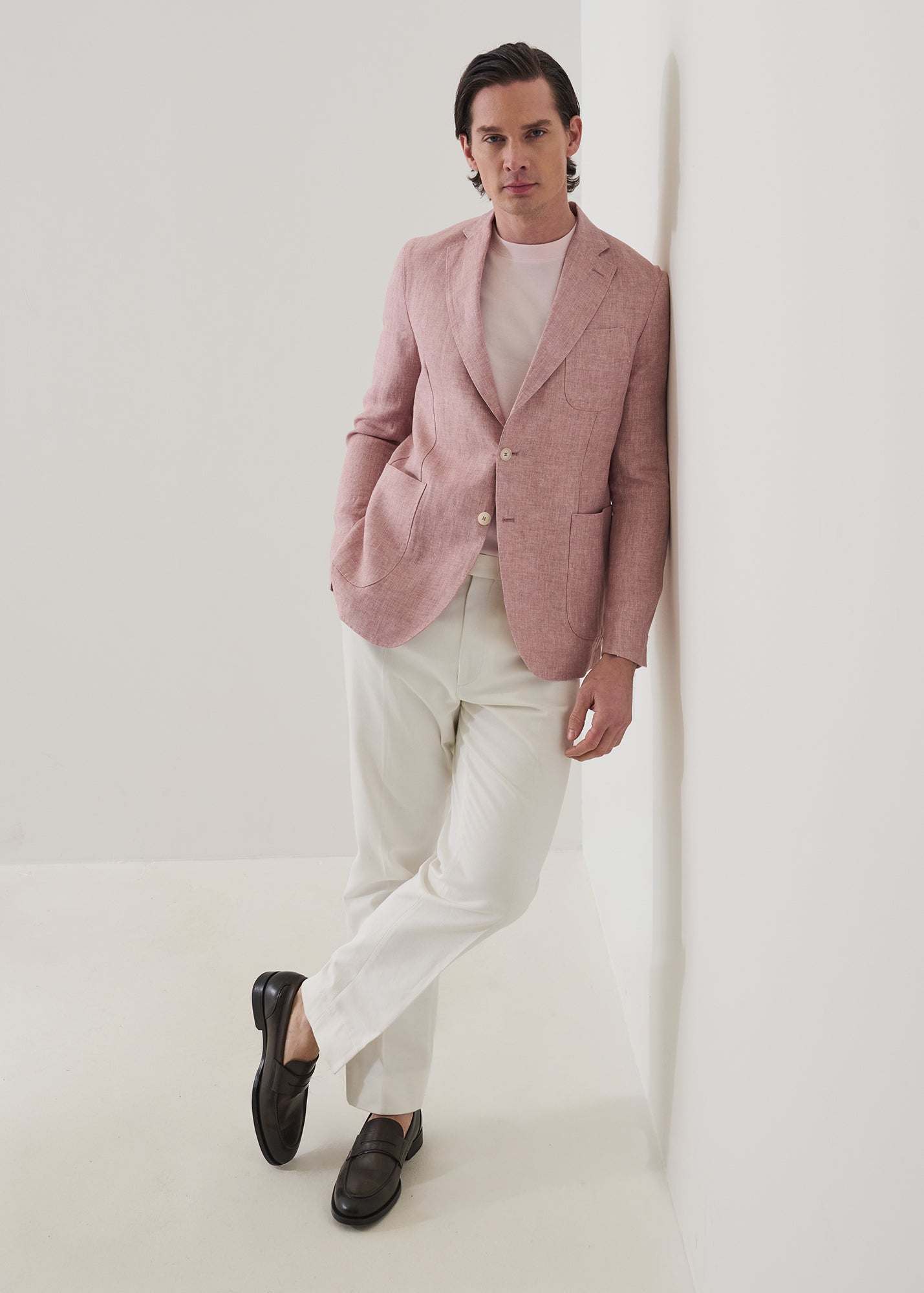 Linen Herringbone Two-Button Blazer - PATRICK ASSARAF