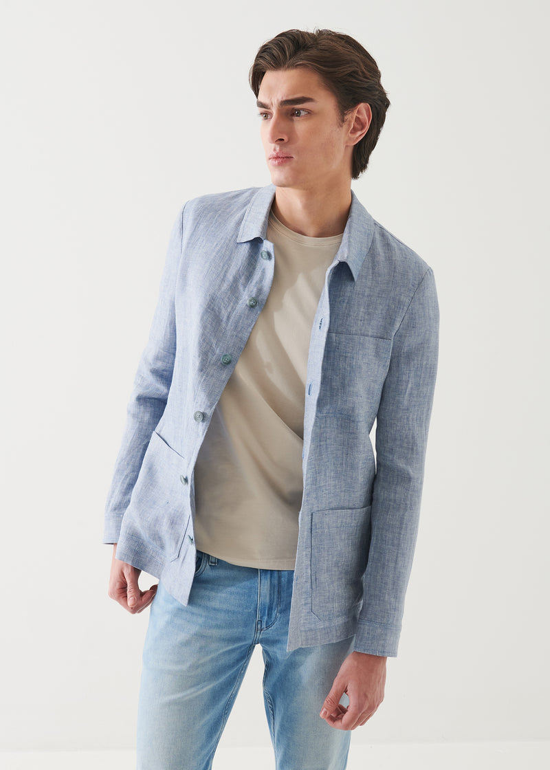 Linen Herringbone Shirt Jacket