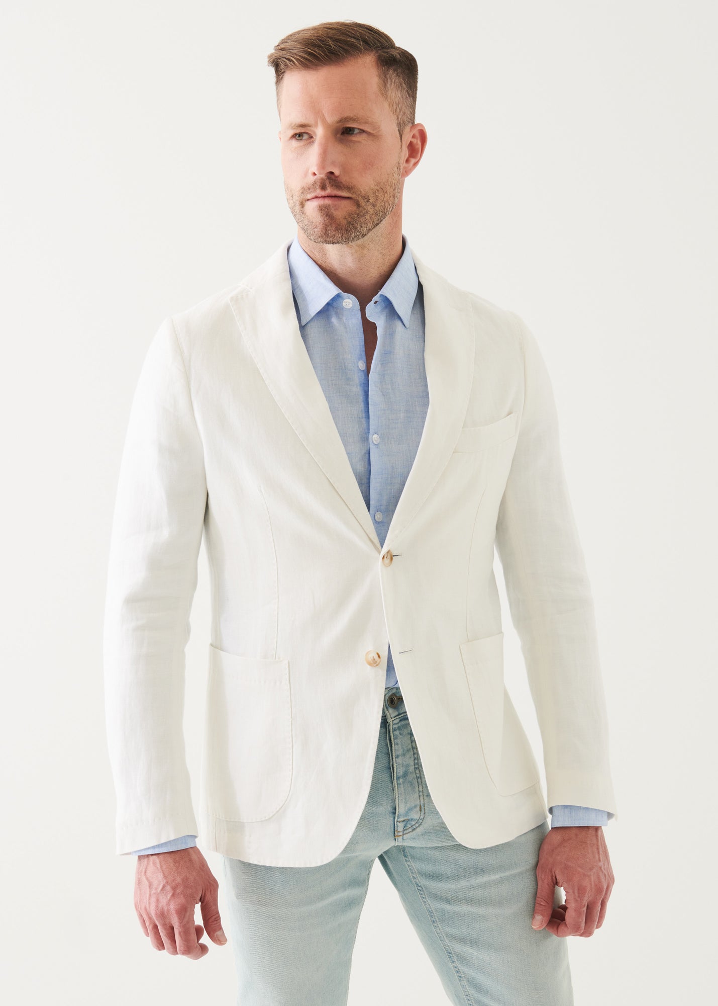 LINEN TWILL TWO-BUTTON BLAZER | PATRICK ASSARAF.