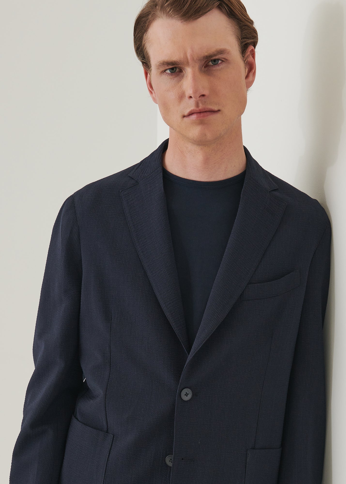 Wool Stretch Two-Button Blazer