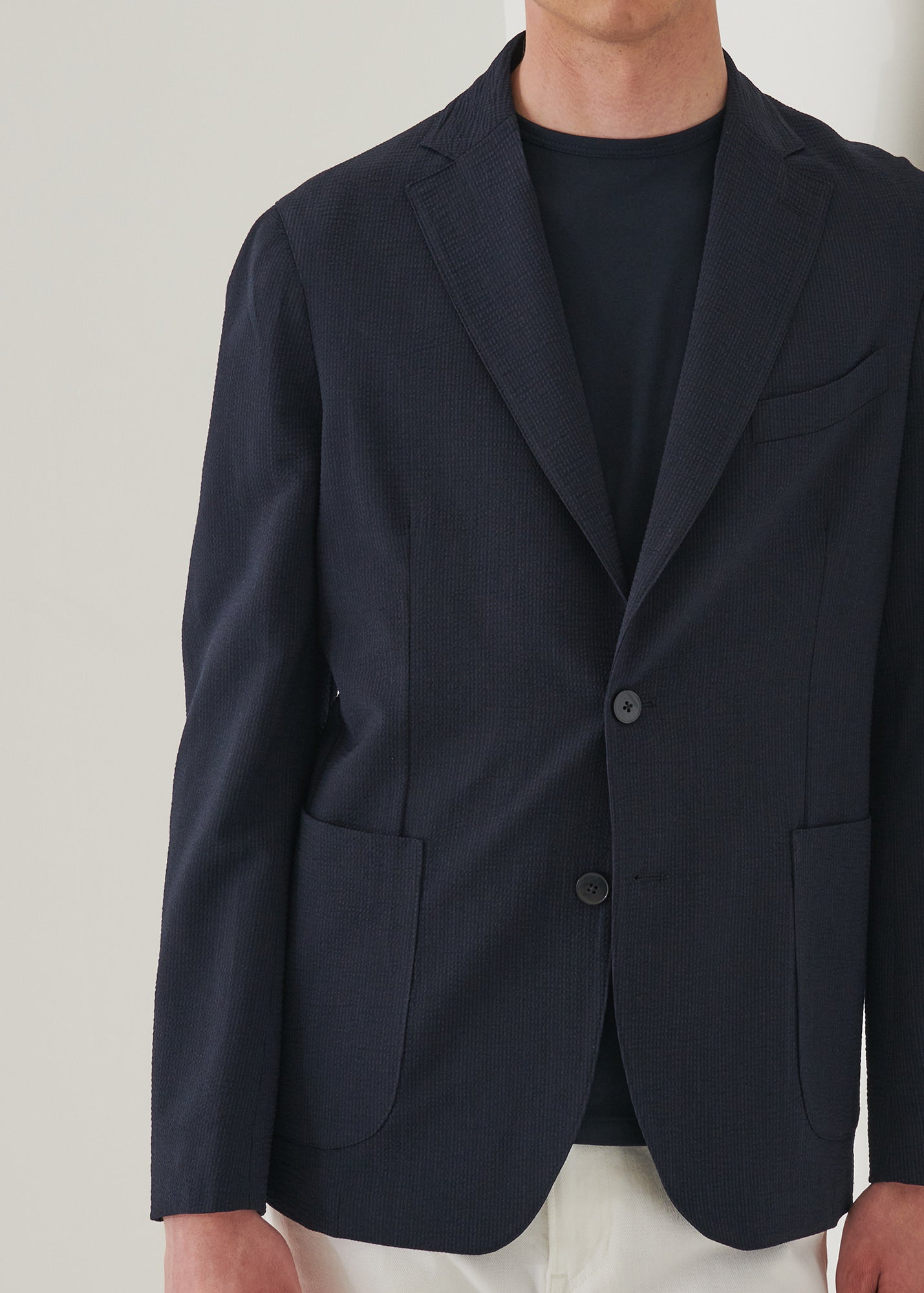 Wool Stretch Two-Button Blazer