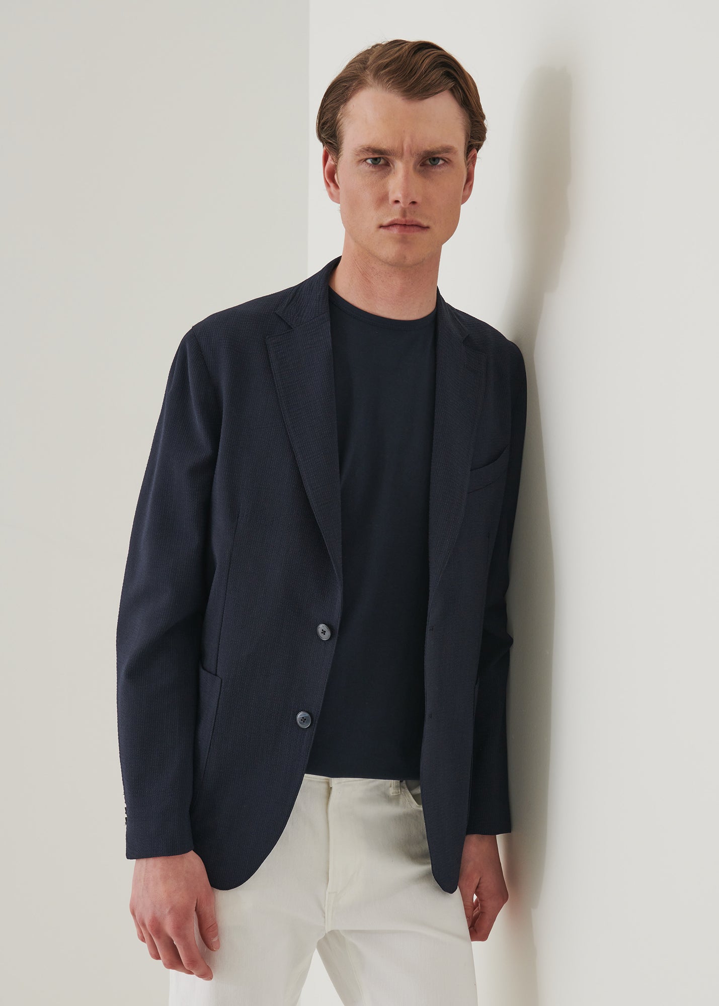 Wool Stretch Two-Button Blazer