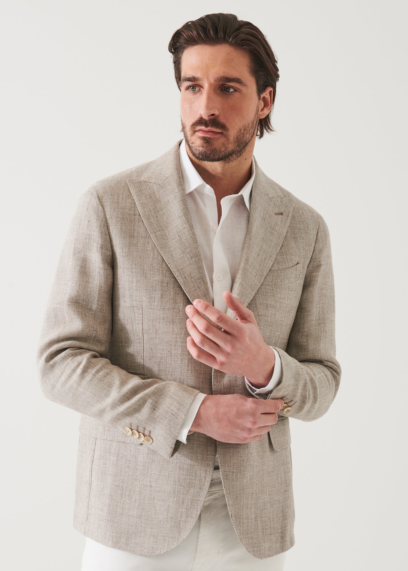 Linen Wool Blend Peak Lapel Blazer
