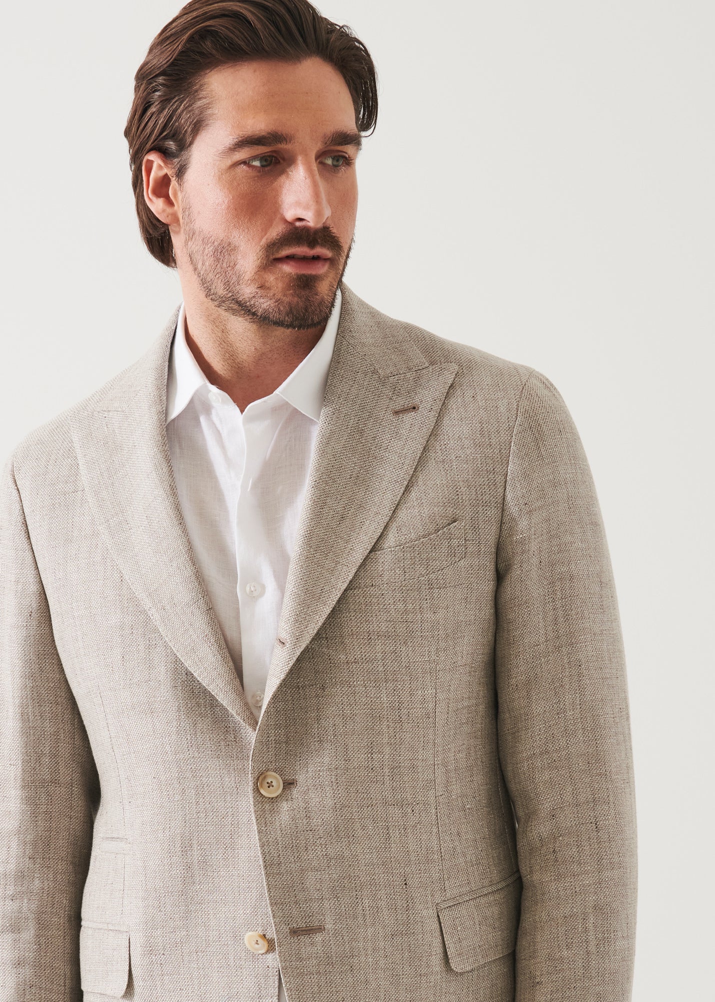 Linen Wool Blend Peak Lapel Blazer