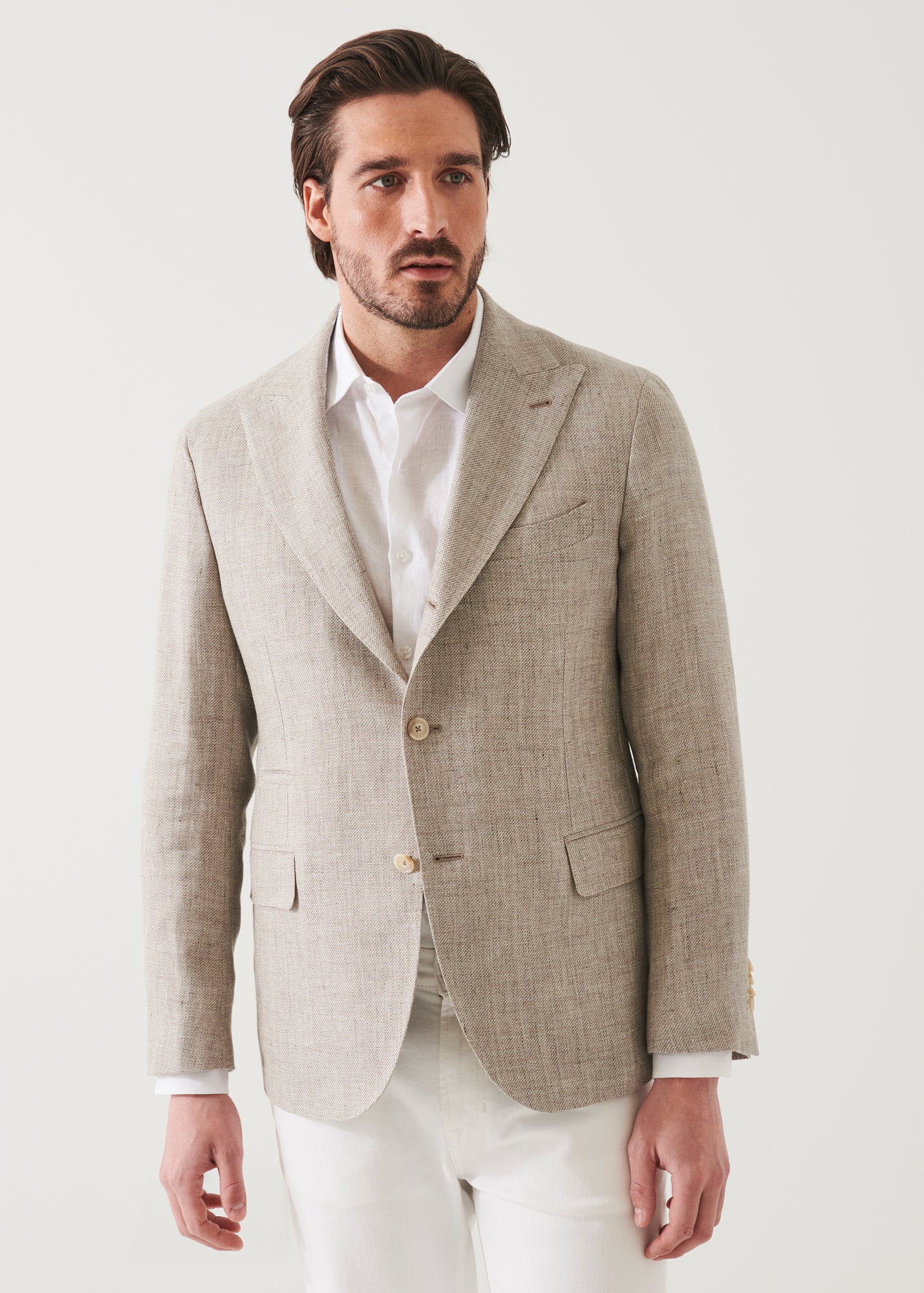 Linen Wool Blend Peak Lapel Blazer