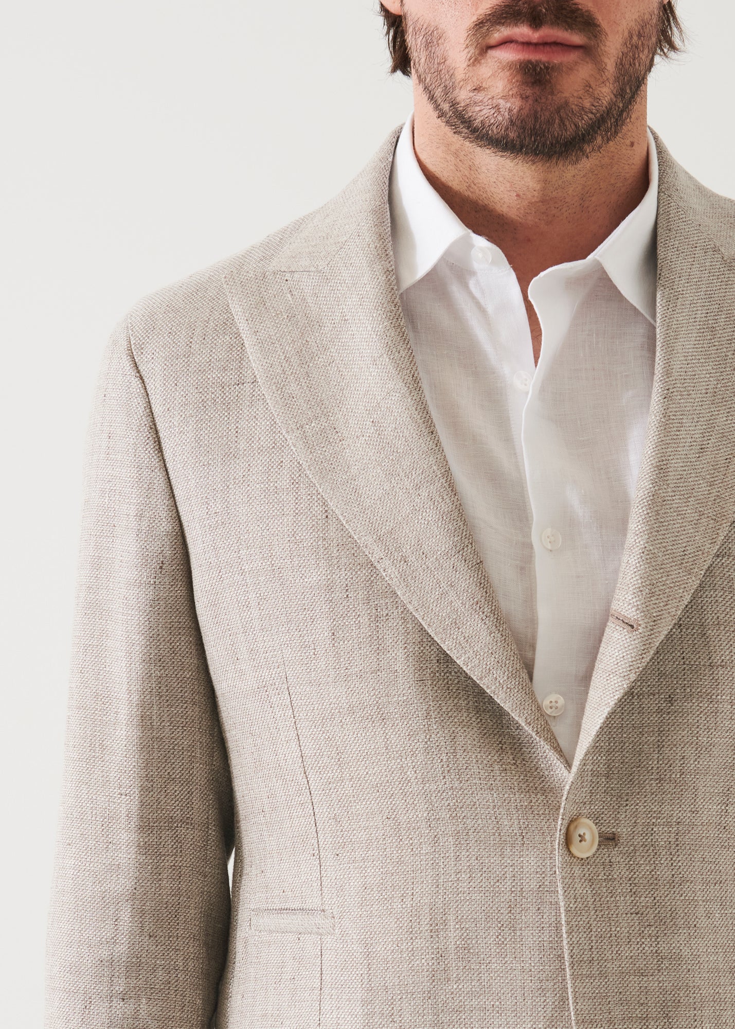 Linen Wool Blend Peak Lapel Blazer