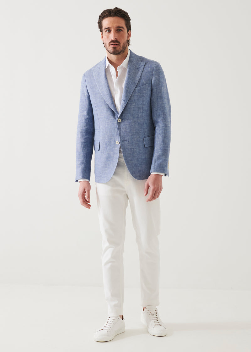 Linen Wool Blend Peak Lapel Blazer