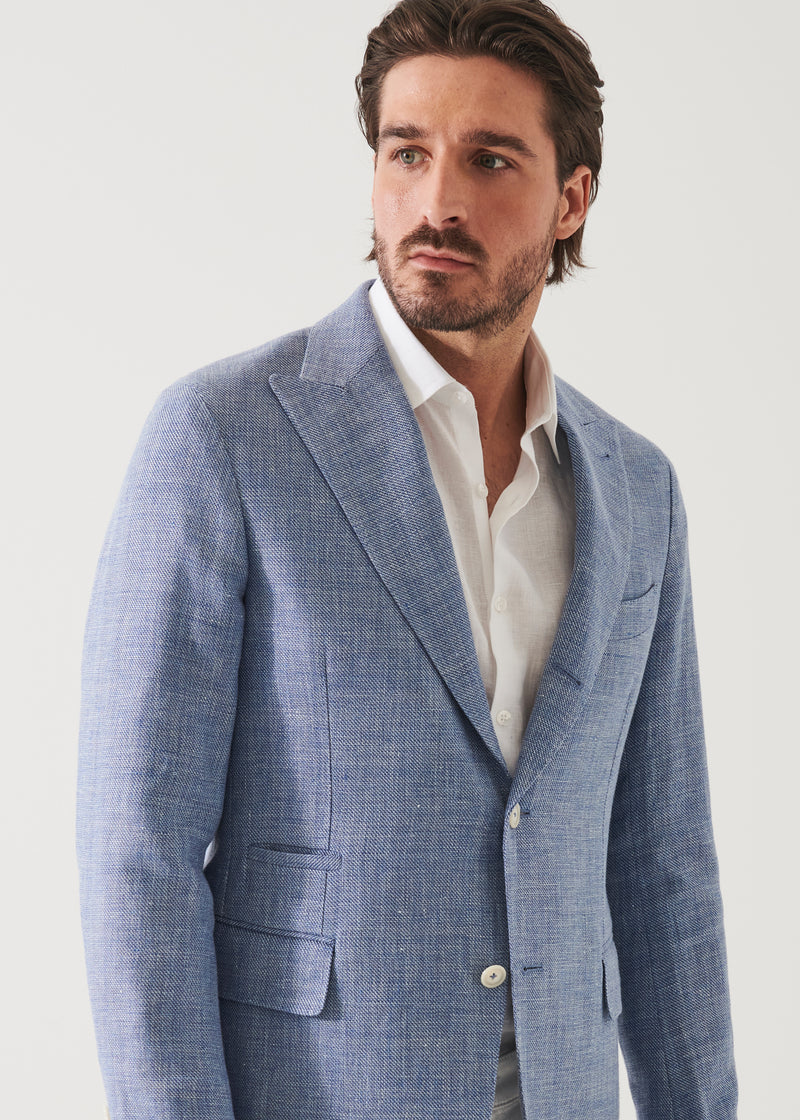 Linen Wool Blend Peak Lapel Blazer