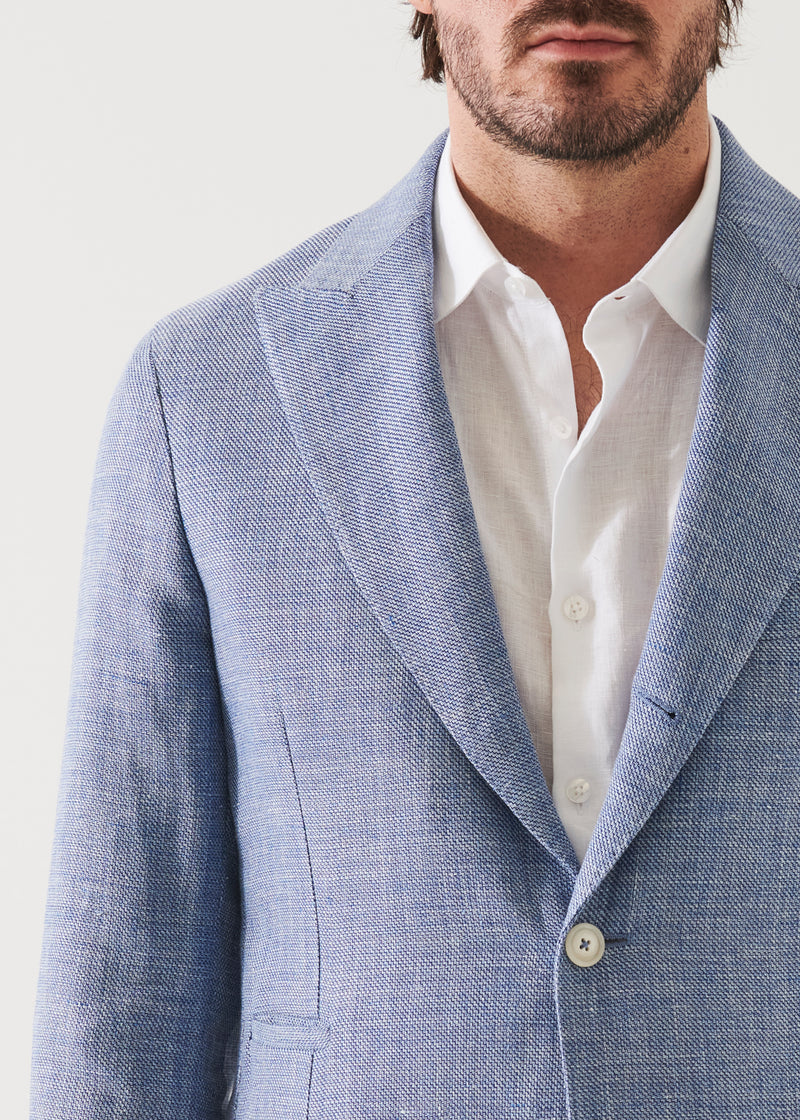 Linen Wool Blend Peak Lapel Blazer