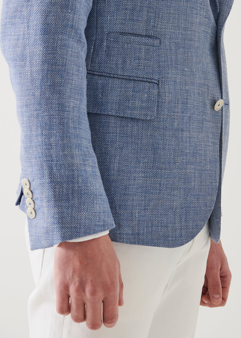 LINEN WOOL BLEND PEAK LAPEL BLAZER