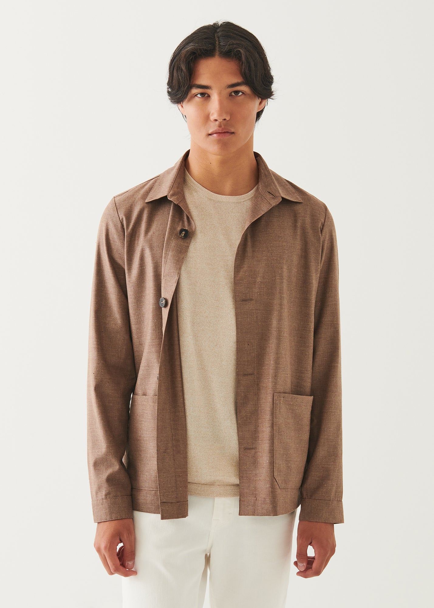 Wool Cotton Blend Shirt Jacket