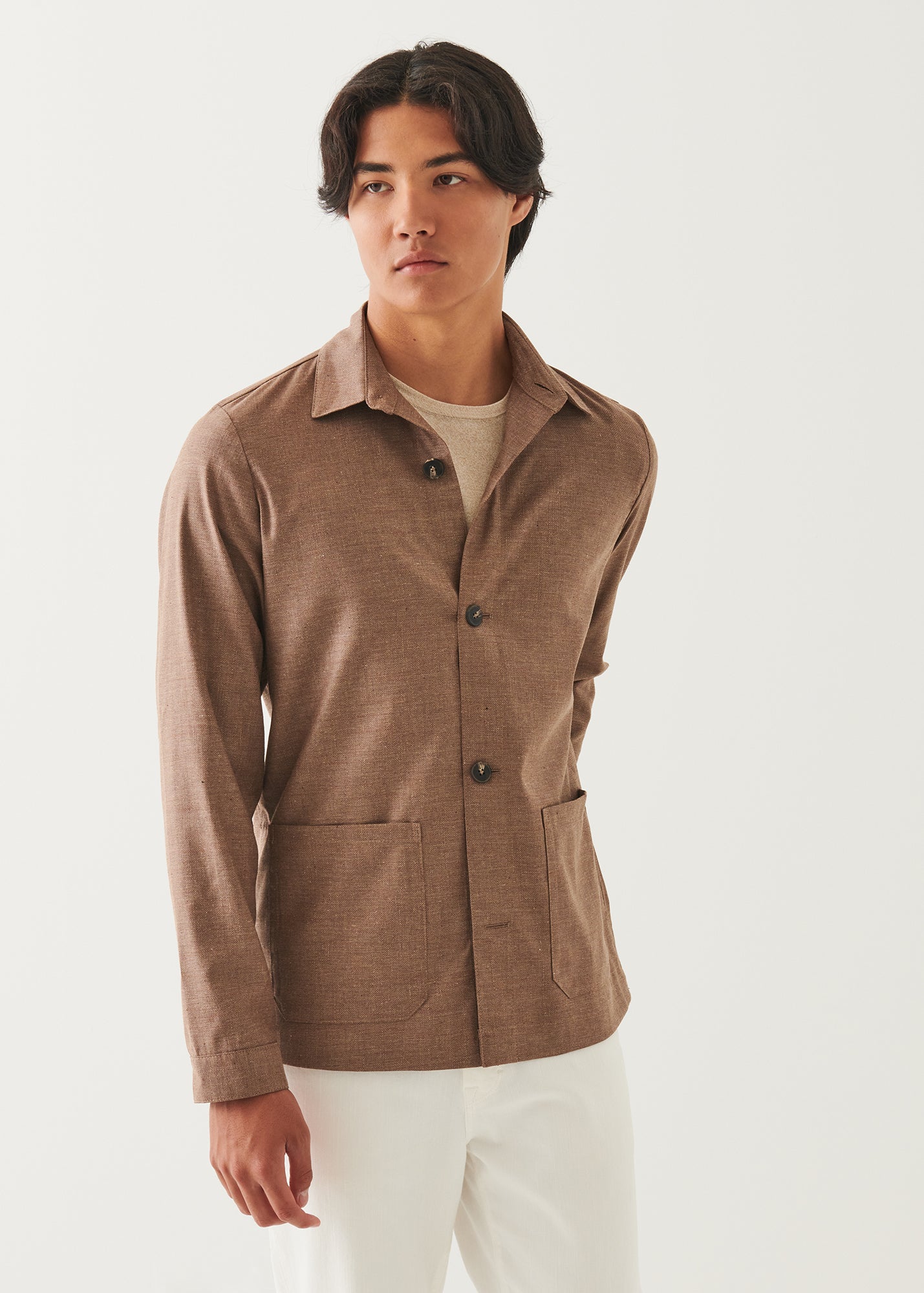 Wool Cotton Blend Shirt Jacket
