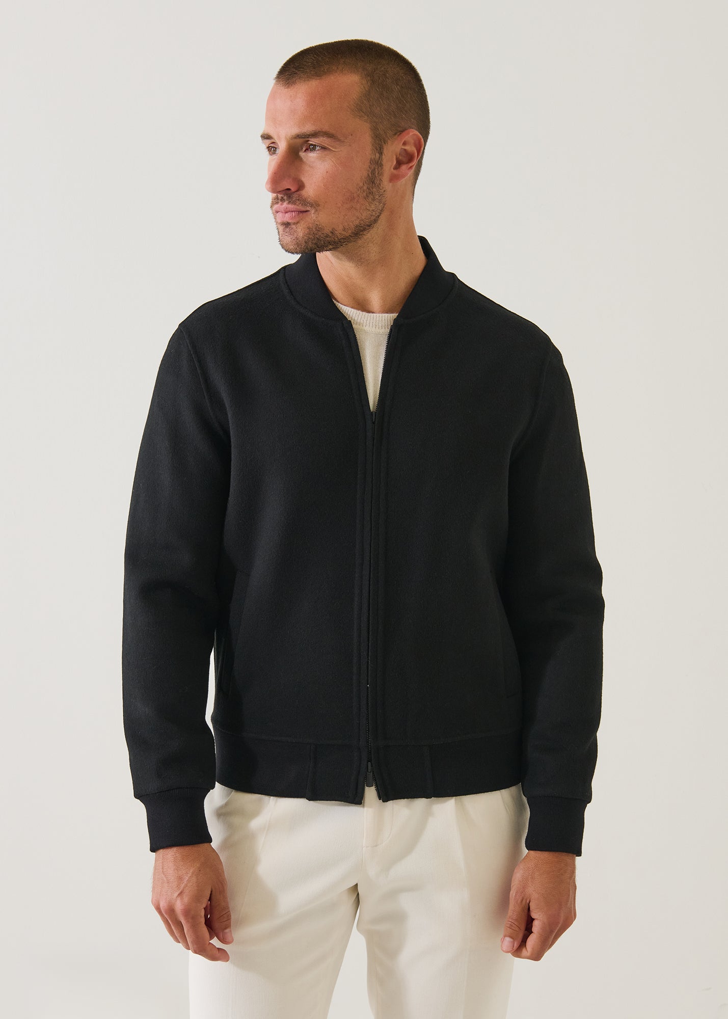 Double Face Merino Silk Bomber Jacket