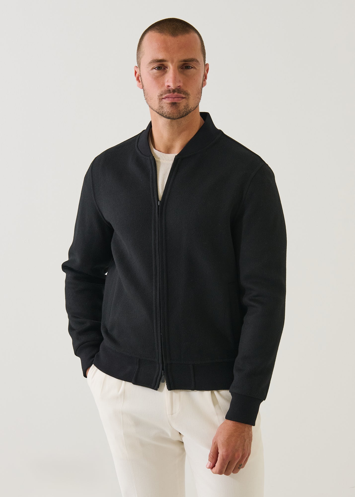Double Face Merino Silk Bomber Jacket