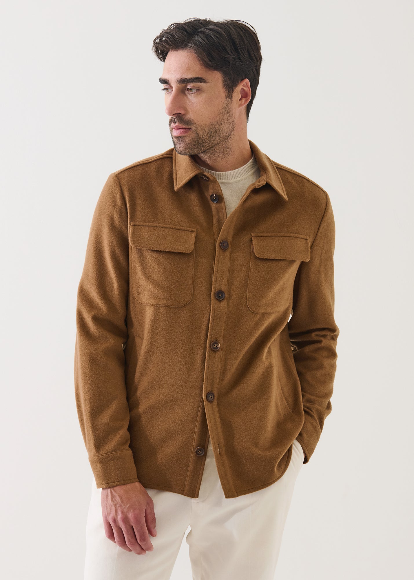 Flap Pocket Wool-Cashmere Shirt Jacket - PATRICK ASSARAF