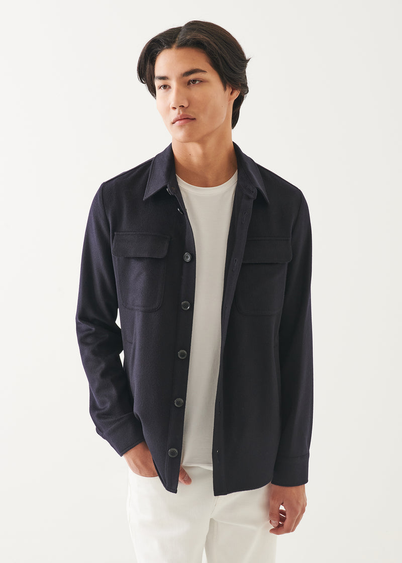 Flap Pocket Wool-Cashmere Shirt Jacket