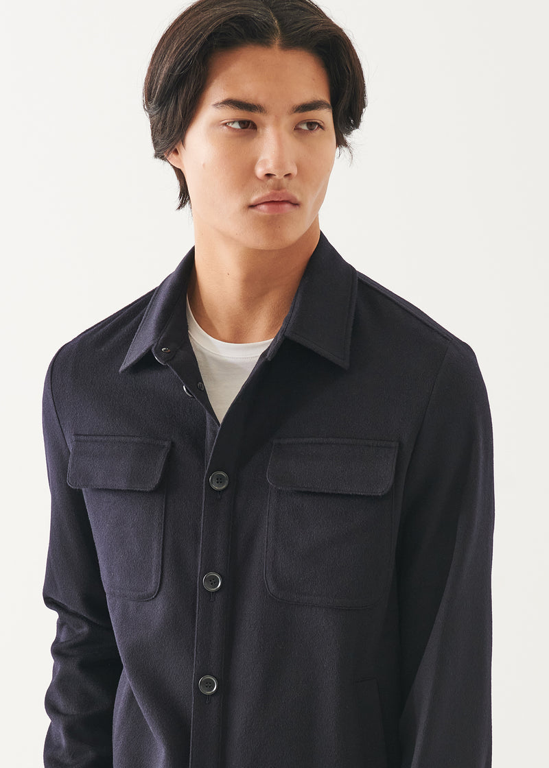 Flap Pocket Wool-Cashmere Shirt Jacket