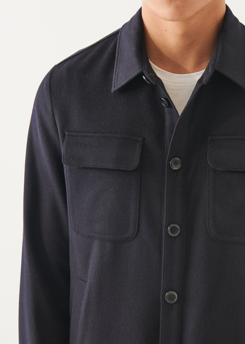 Flap Pocket Wool-Cashmere Shirt Jacket