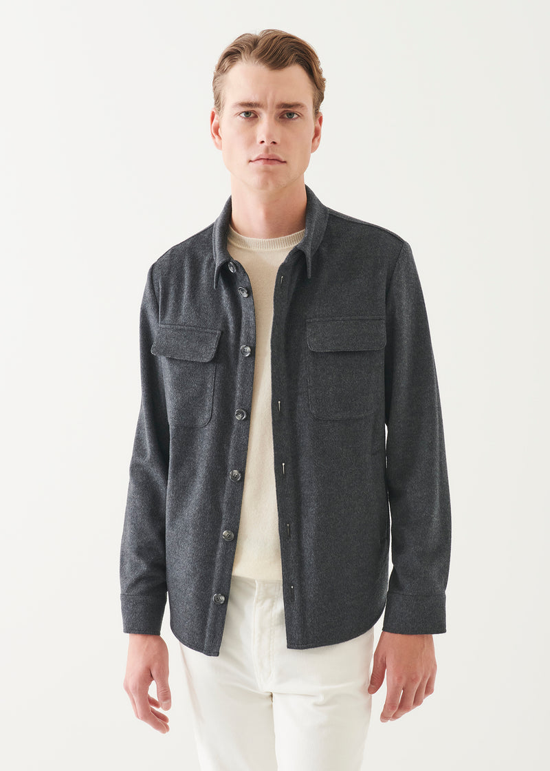 Flap Pocket Wool-Cashmere Shirt Jacket