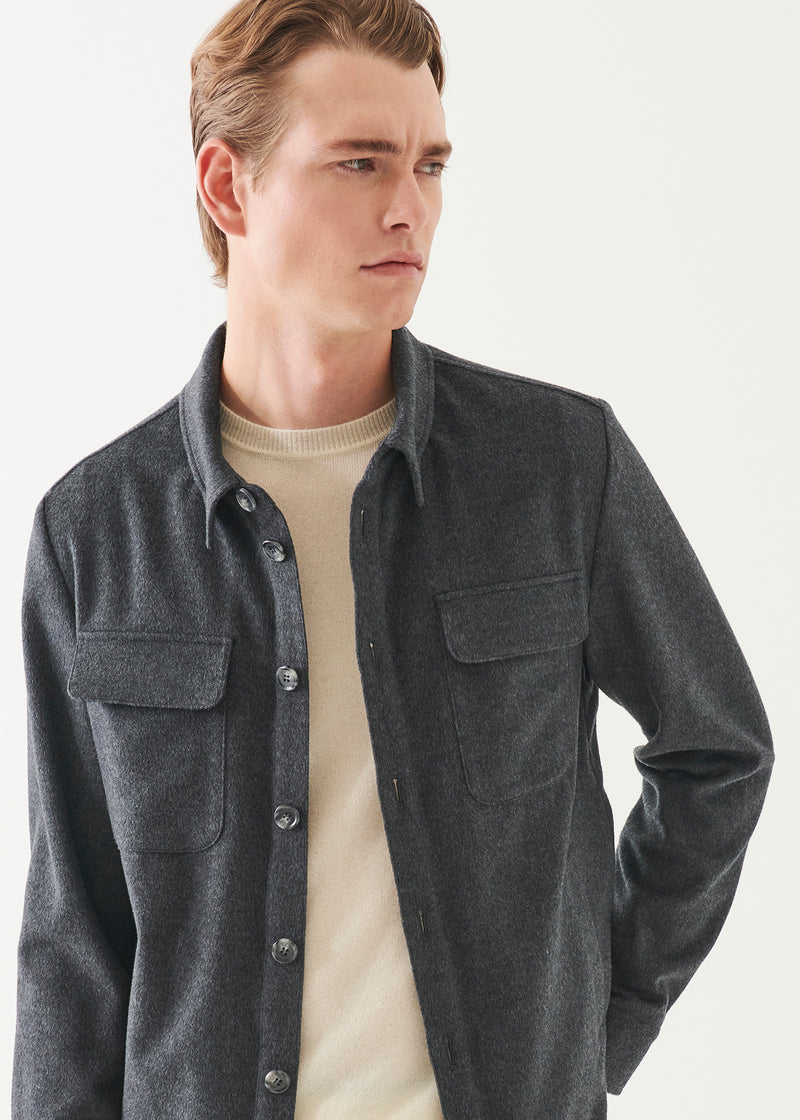 Flap Pocket Wool-Cashmere Shirt Jacket