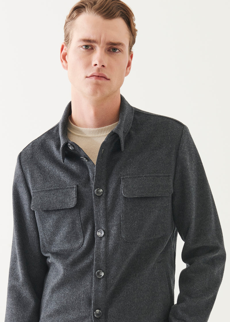 Flap Pocket Wool-Cashmere Shirt Jacket